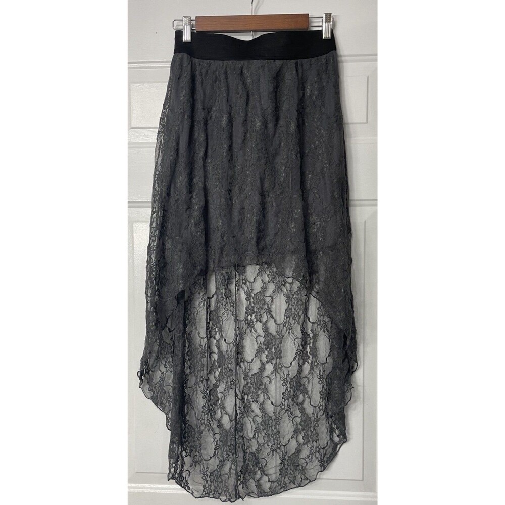 Love Kisses Floral Lace Grey Skirt Size XL Built in Under Skirt Whimsigoth Y2K